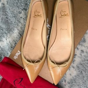 Christian Louboutin Nude Ballet Flats | Size 38.5 | Pointed Toe